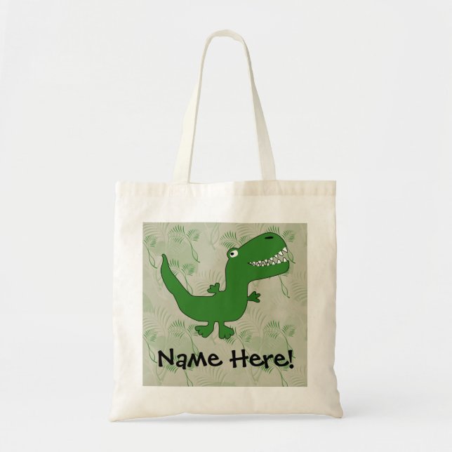 T-Rex Tyrannosaurus Rex Dinosaur Cartoon Kids Boys Tote Bag (Front)