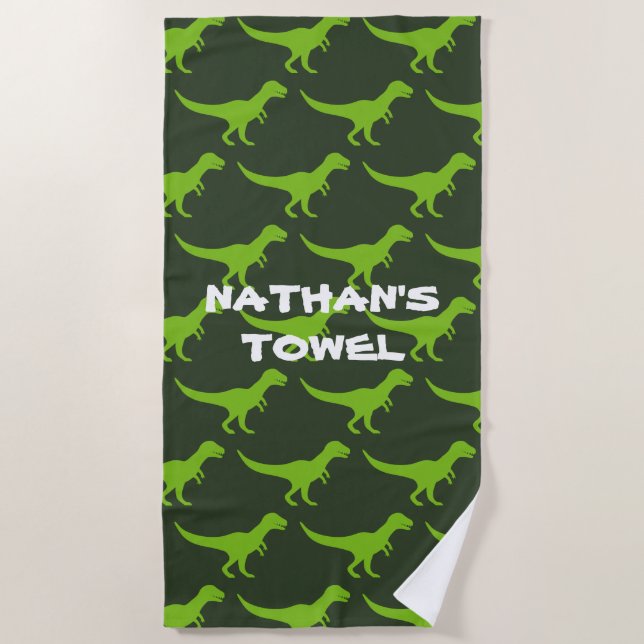 T-rex tyrannosaurus rex dinosaur custom kid's beach towel (Front)