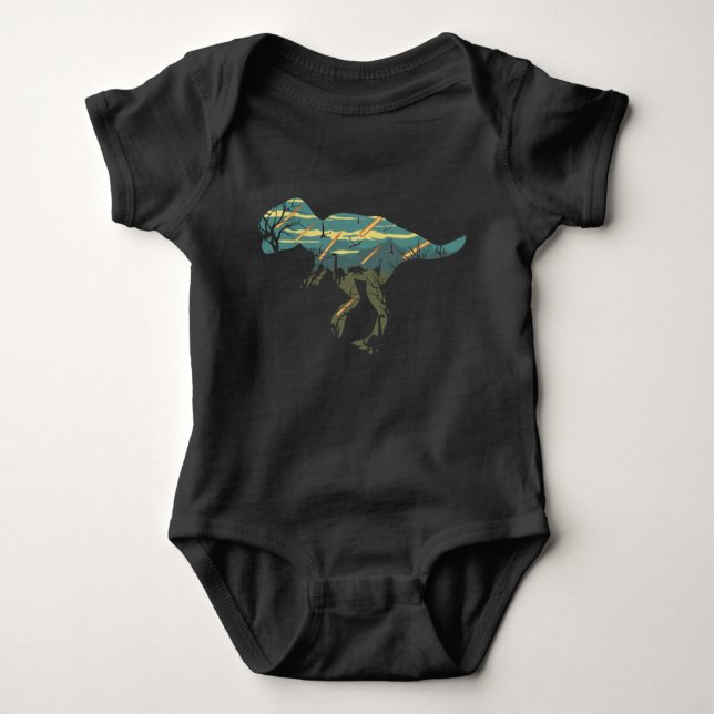 T Rex Tyrannosaurus Rex Dinosaur Meteor Shower Baby Bodysuit (Front)