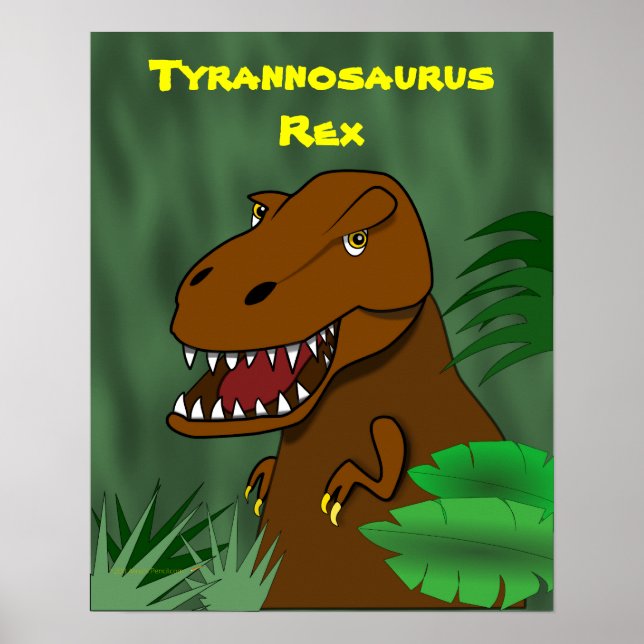 T-Rex Tyrannosaurus Rex Scary Cartoon Dinosaur Poster (Front)