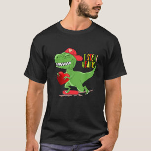 T Rex Valentines Day Dinosaur I Steal Hearts Boys T-Shirt