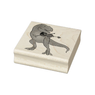 T-Rex Violin Rubber Stamp