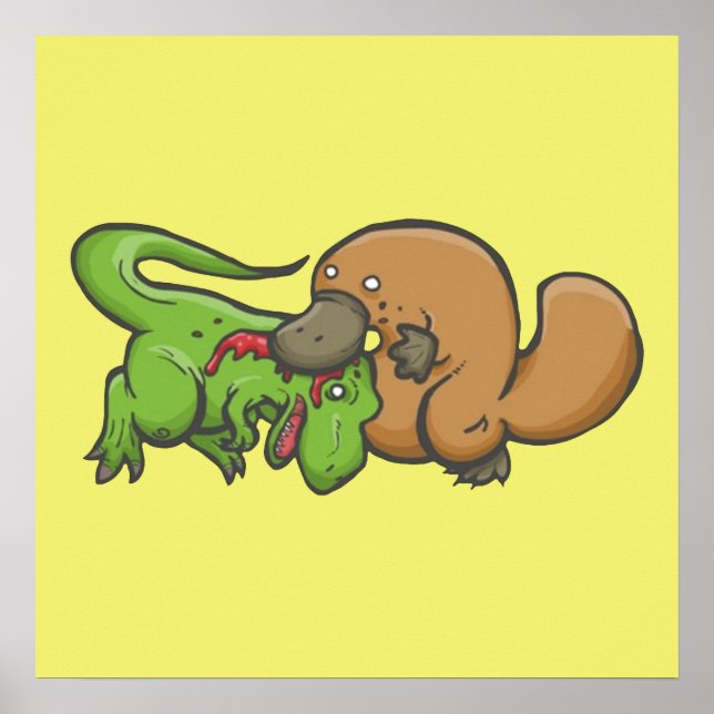 T-rex vs Platypus Poster (Front)