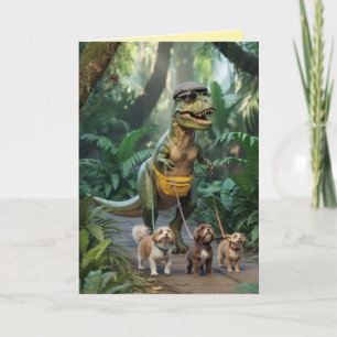 T-Rex Walkin' the Dog Card