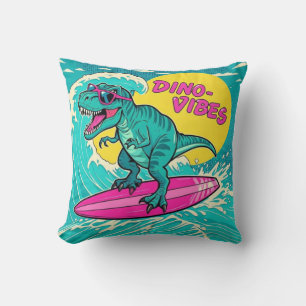 T-Rex wearing sunglasses and riding a neon pink Cushion