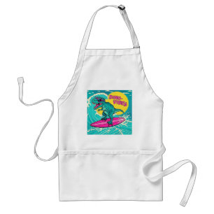 T-Rex wearing sunglasses and riding a neon pink Standard Apron