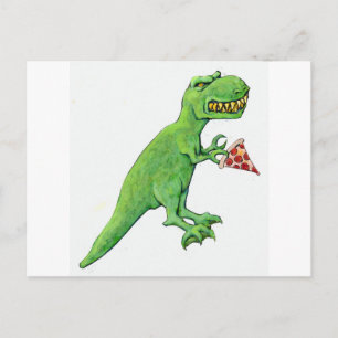 T-Rex with Pizza Postcard