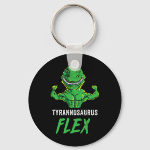 T Rex Workout Funny Dinosaur Gym Weightlifting Cut Key Ring