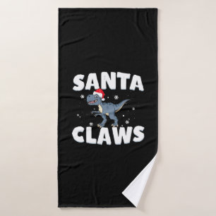 T-Rex Xmas Christmas Santa Claws Bath Towel