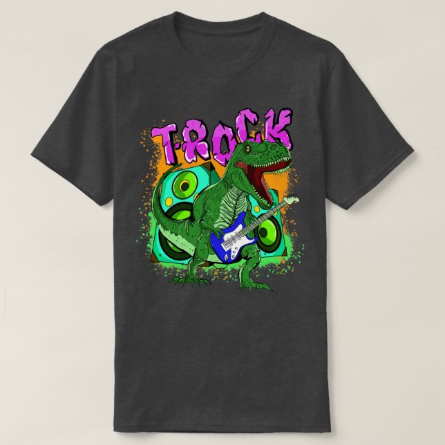 T Rock Playing Guitar T-Shirt (Design Front)