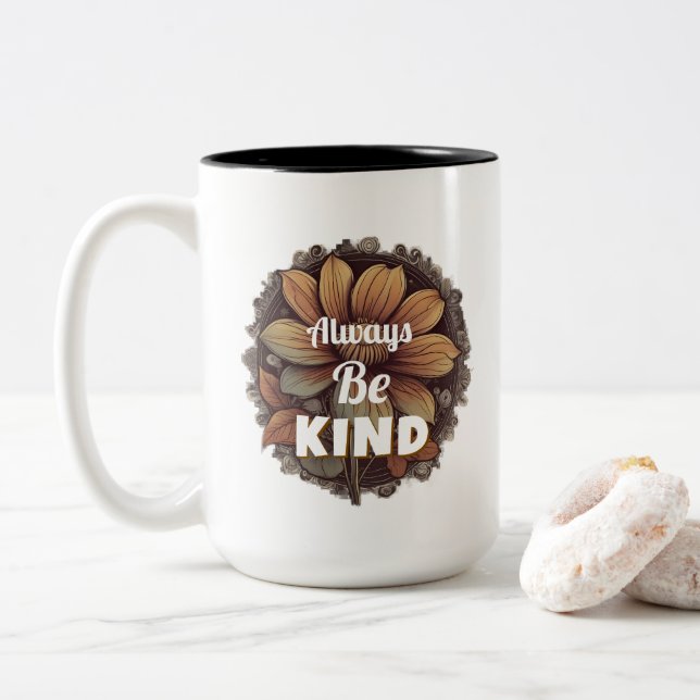 T-Shirt Always Be Kind Two-Tone Coffee Mug (With Donut)