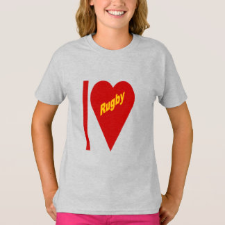 T-shirt ash girls I LOVE RUGBY