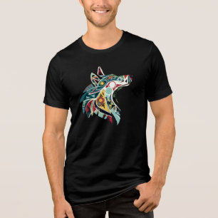 T-Shirt Aztec Wolf Tribal Spirit Tri-Blend Shirt