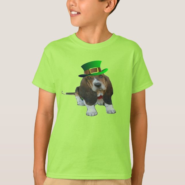 T-Shirt Basset Hound Happy St. Patrick's (Front)