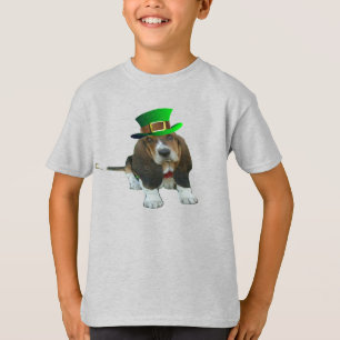 T-Shirt Basset Hound Happy St. Patrick's Clover