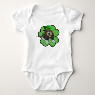 T-Shirt Basset Hound Happy St. Patrick's Clover Baby Bodysuit