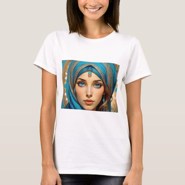 T-shirt Beautiful Women with Blue Eyes (Front)