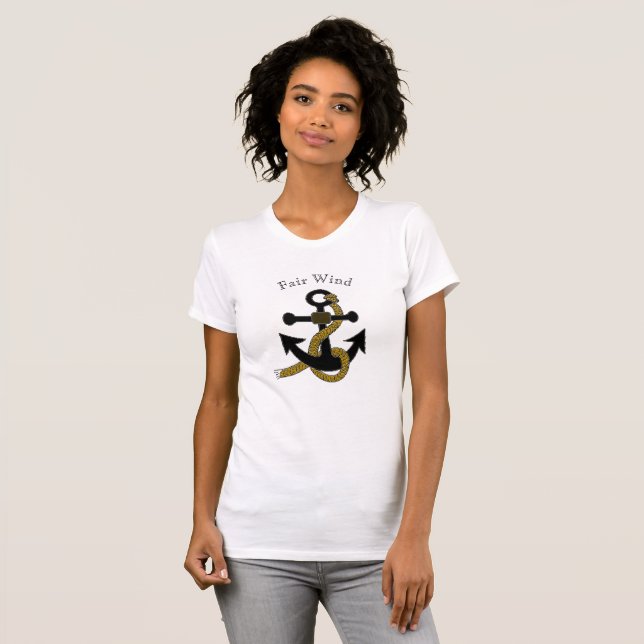 T-shirt - Black Anchor with Ship Name (Front Full)
