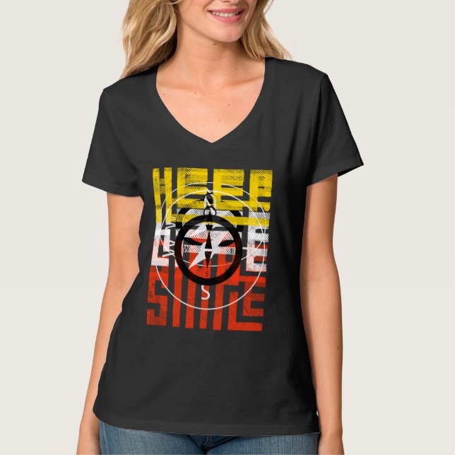 T-Shirt black design ethnic patterned (Front)
