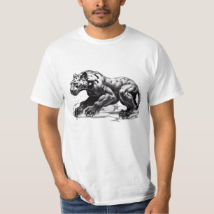T-Shirt Black Leopard Design Angry Stalking