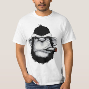 T-Shirt Black Monkey Smoking