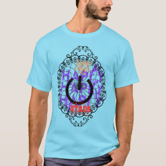 T-Shirt blue written happy and motifs