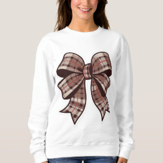 T-Shirt Checkered Design, Brown designer bow Sweatshirt