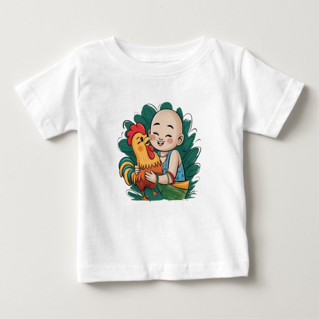 T-Shirt | Chloe Baby Hugs The Rooster (Front)