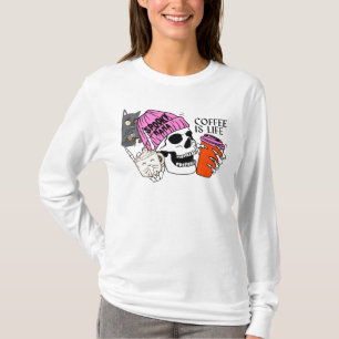 T-Shirt coffee addict sekeleton design