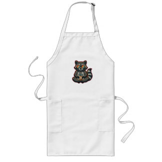 T-Shirt Cool Racoon Drinking Oat Milk Iced Coffee Long Apron