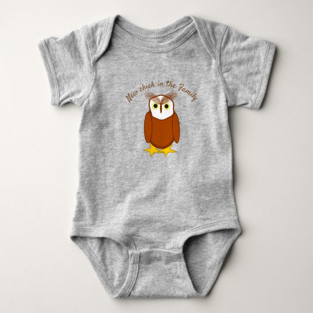 T-shirt - Cute Owl with Text Baby Bodysuit (Front)