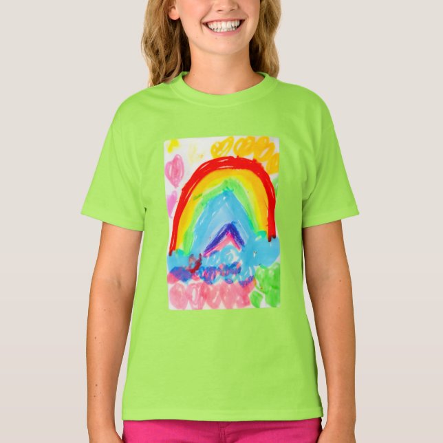 T-Shirt, Cute Teens Art Rainbow T-Shirt, Colourful T-Shirt (Front)