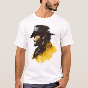  T-shirt design of Black hat yellow silhouette 
