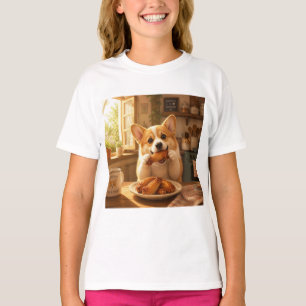 T-shirt design of dog eating chicken 