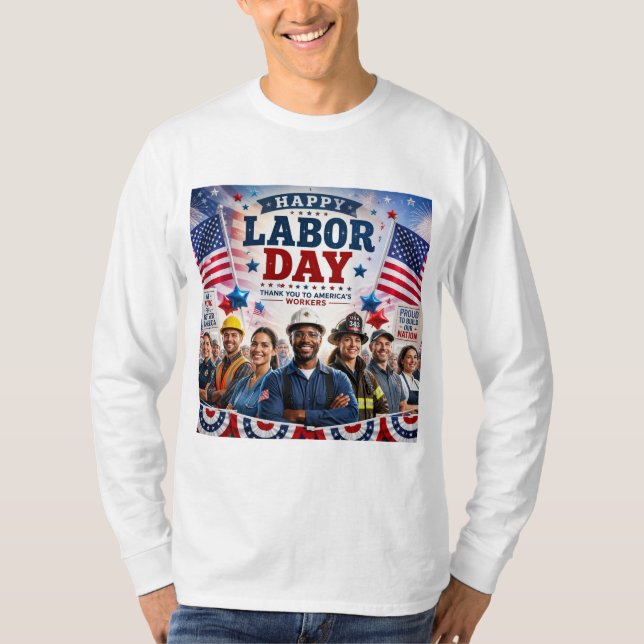 T-shirt design of happy labour day (Front)