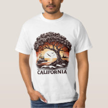  T-Shirt Design of sunset of sea with California