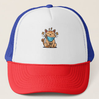 T-shirt design with "Cat coughing" Trucker Hat