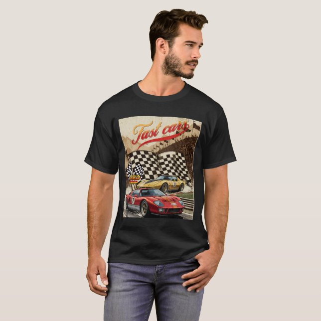 T-Shirt Fas Cars Racing Retro Graphic Tee for Car  (Front Full)