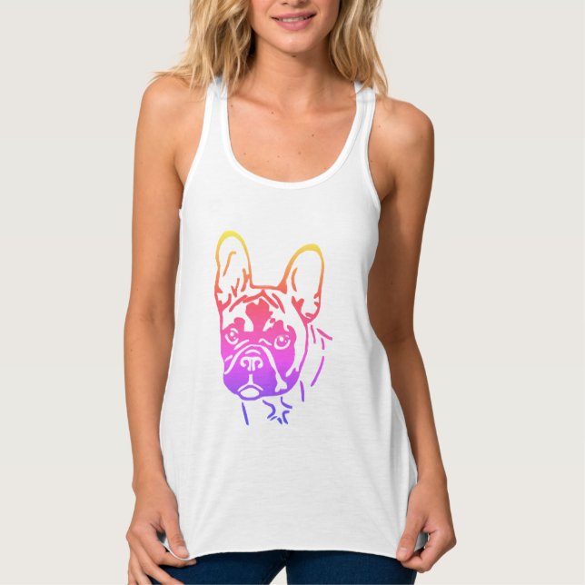 T-Shirt French Bulldog Head French Bulldog Singlet (Front)