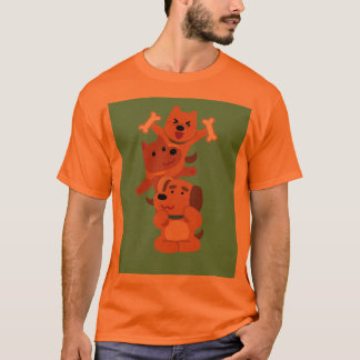 T-Shirt – Fun Cartoon Cat & Dogs Design