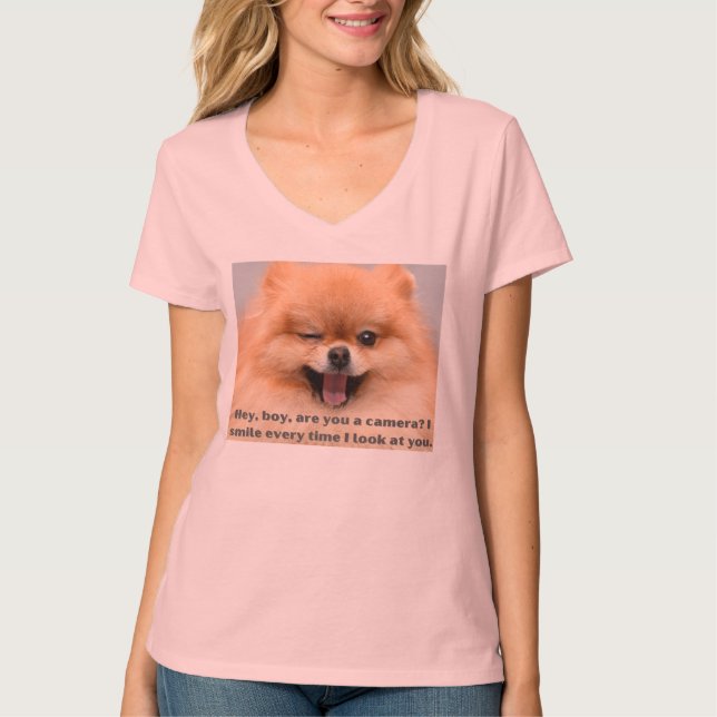 T-shirt Funny Dog Print - Hey boy (Front)