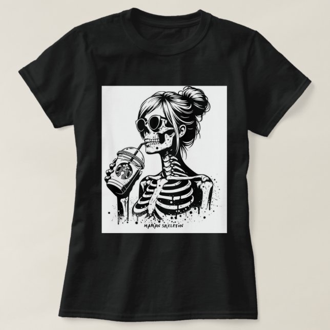 T-SHIRT FUNNY MAMAN SKELETON  (Design Front)