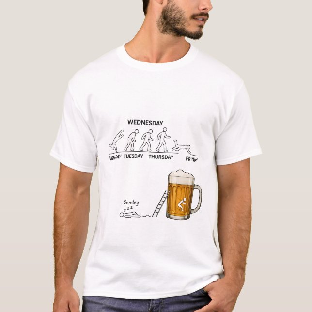 T-Shirt Funny Workweek Evolution Beer (Front)