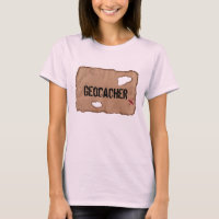 T-Shirt: Geocacher (Treasure Map). Pink