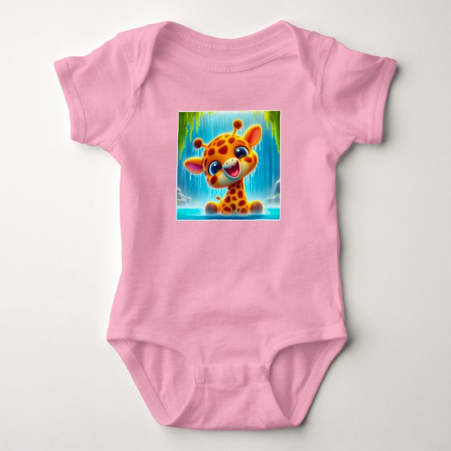 t-shirt giraffe baby bodysuit (Front)