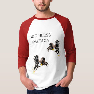 T-SHIRT ; GOD BLESS AMERICA EAGLES FLY