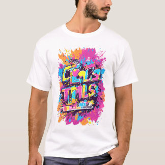 t-shirt graphic for a colour run event. On a white