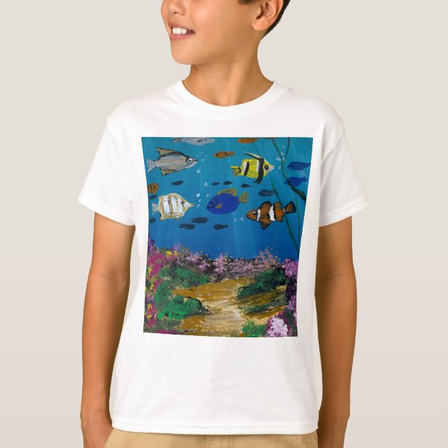 T-Shirt - handmade artwork- ocean depths  (Front)