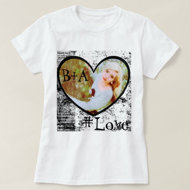 T-Shirt, Heart Shape Photo Insert T-Shirt (Design Front)