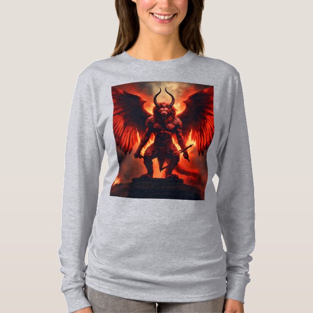 T-Shirt Infernal Winged Warrior – Fiery Demon King (Front)
